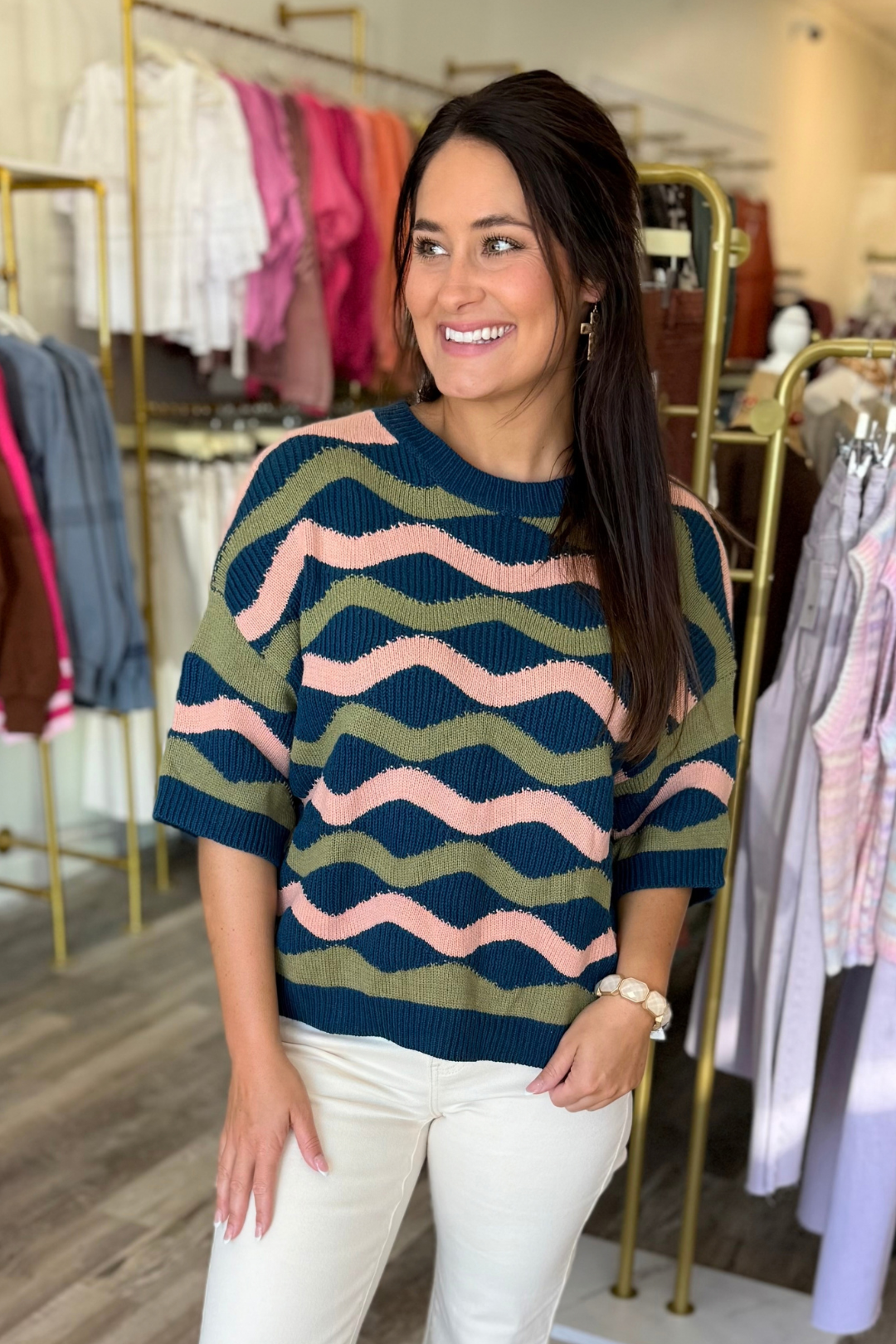 Color Wave Sweater Top