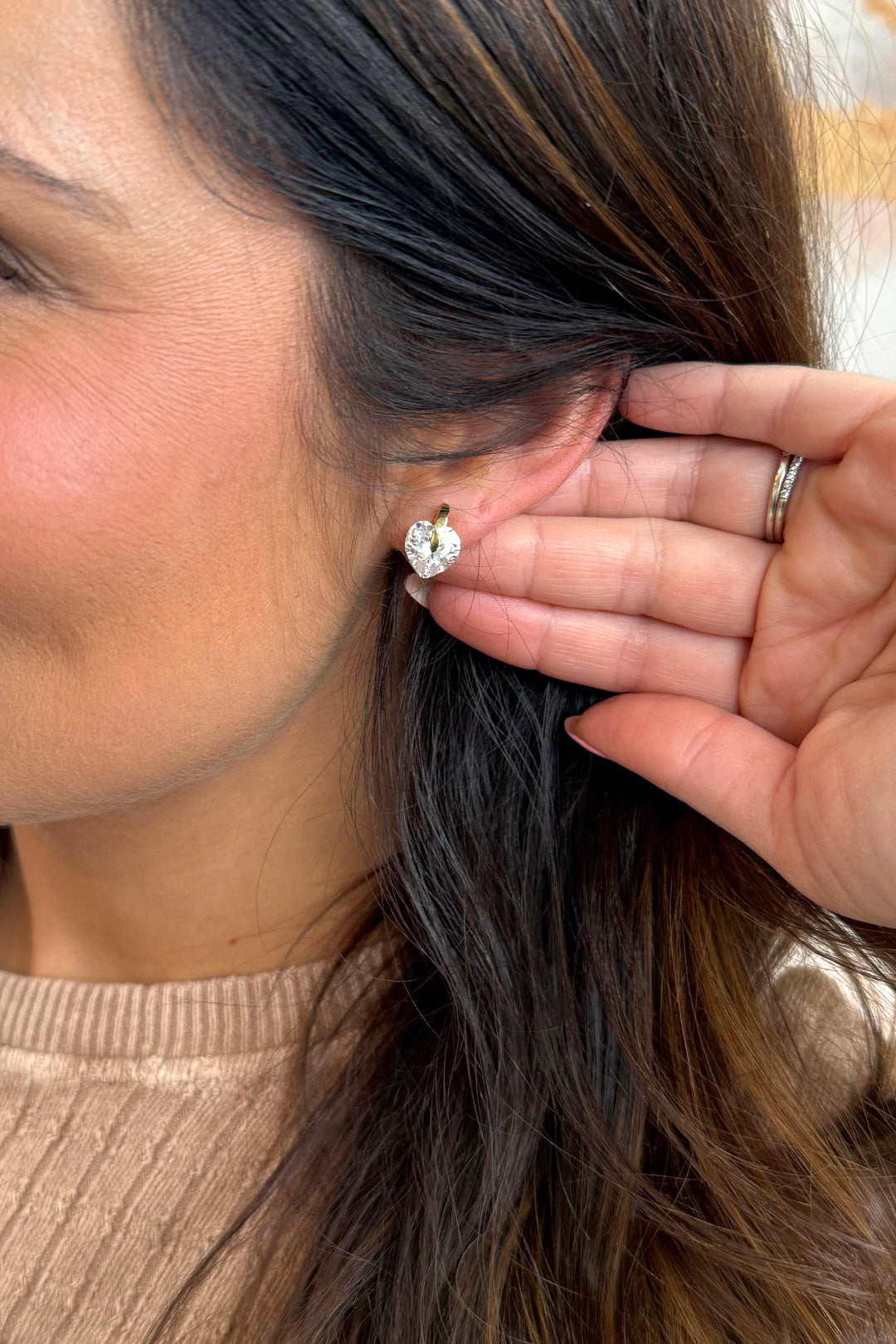 Pinched Gold Heart Studs