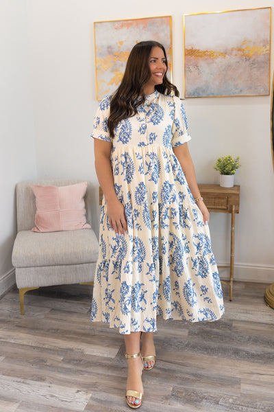 Paisley Print Tiered Maxi Dress
