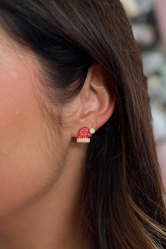 Sparkle Santa Hat Studs