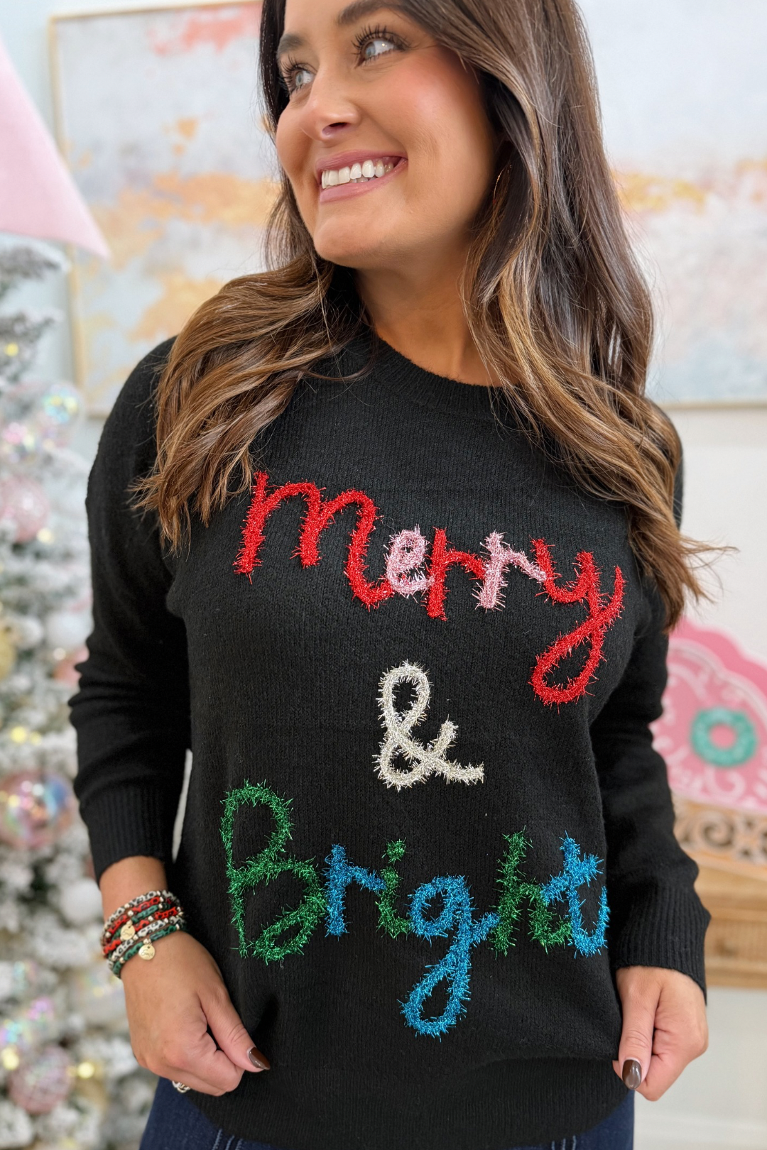 Merry & Bright Tinsel Sweater