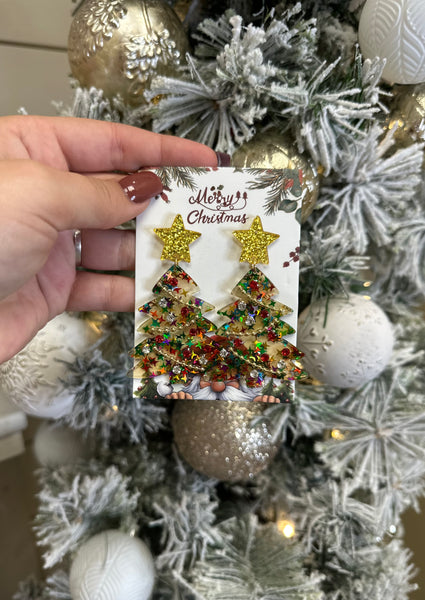 Glitzy Tree Earrings  **Doorbuster**  (Final Sale)