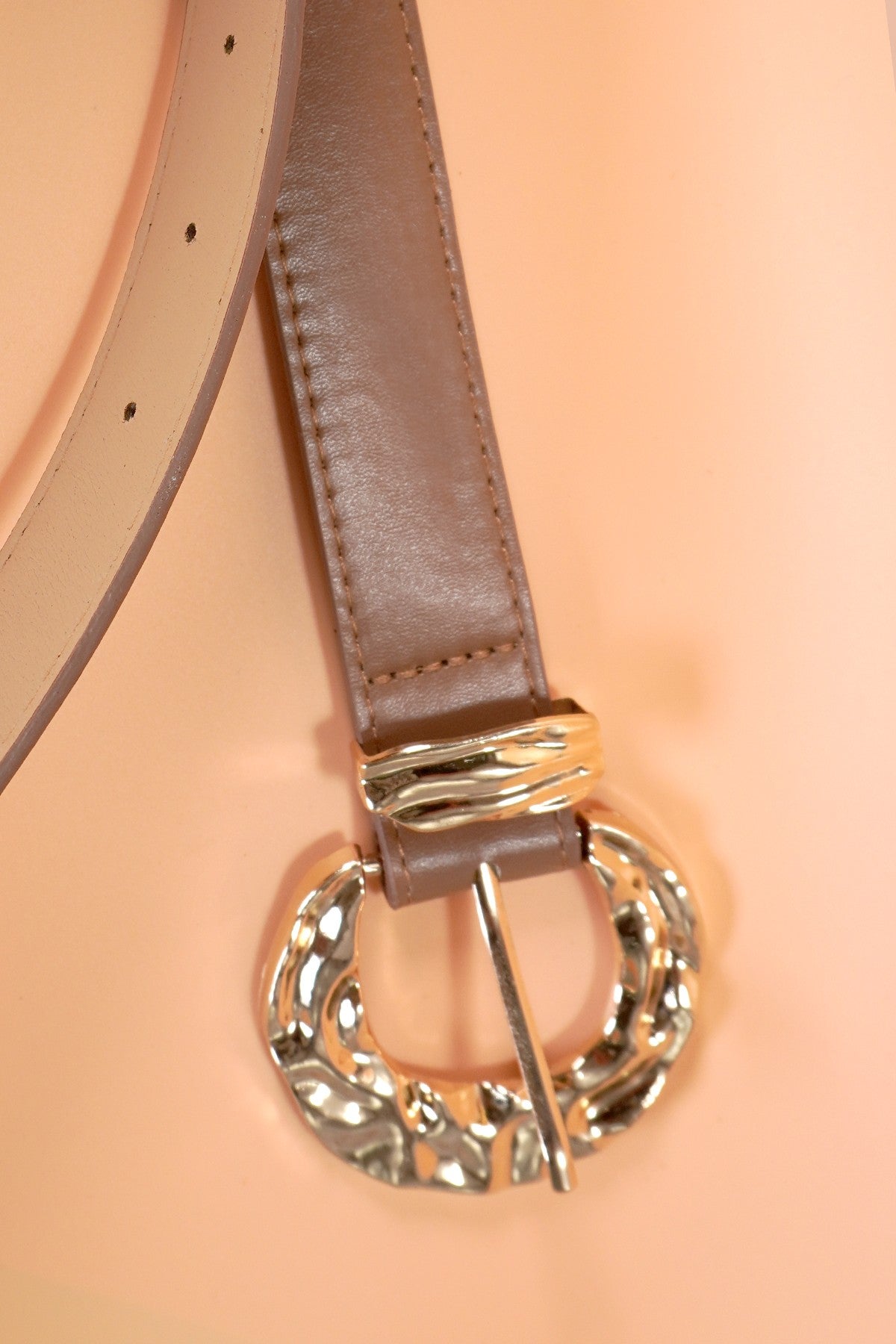 Hammered Round Shaped Faux Leather Belt