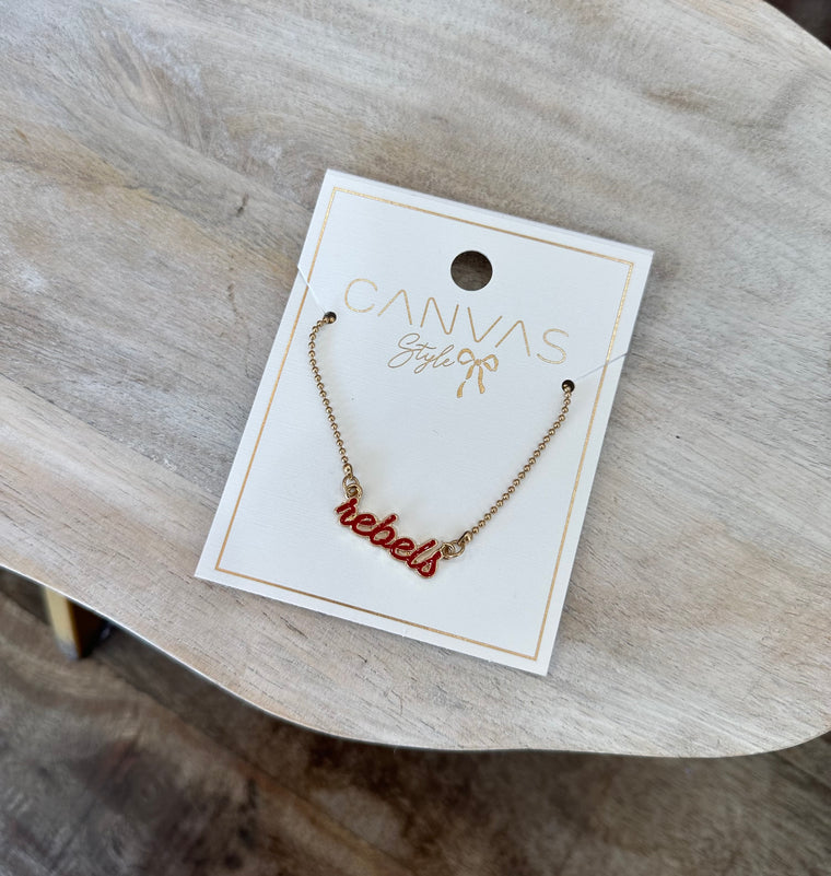 Rebels Enamel Script Necklace