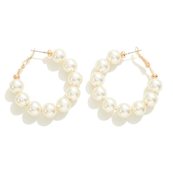 Dramatic Pearl Beaded Hoops