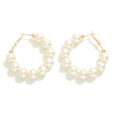 Dramatic Pearl Beaded Hoops