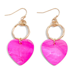 Hot Pink Heart Dangle Earrings