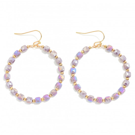 Lilac Dreams Beaded Hoops