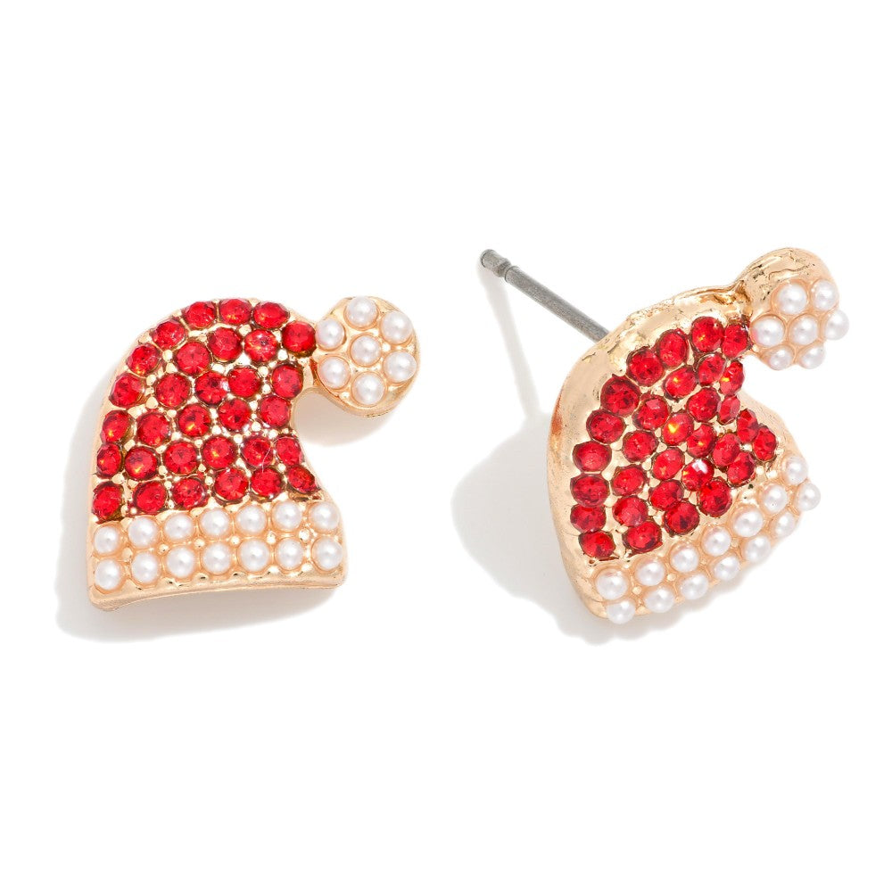 Sparkle Santa Hat Studs
