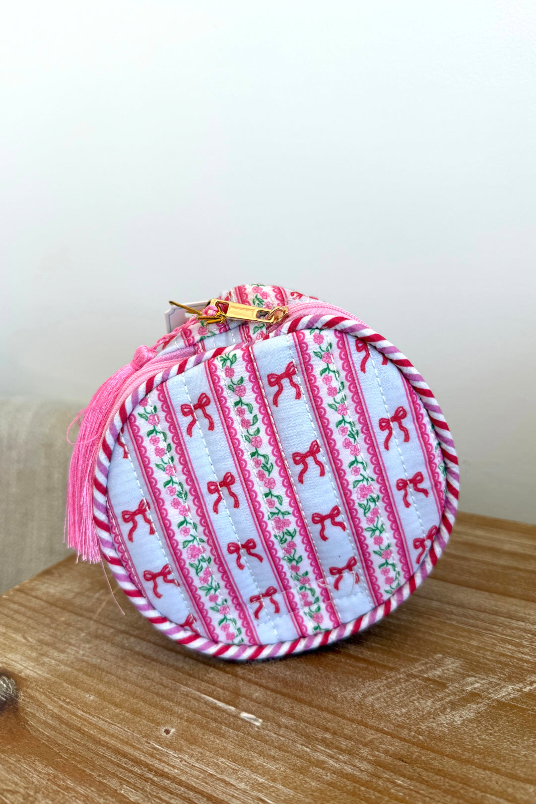 Bow & Blossom Quilted Mini Circle Bag