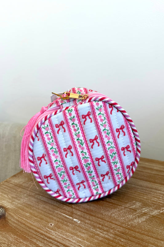 Bow & Blossom Quilted Mini Circle Bag