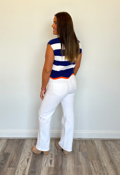 Striped & Scalloped Top  **Final Sale**