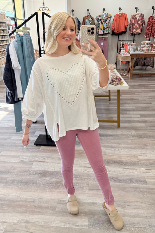 Silver Heart Charm Top