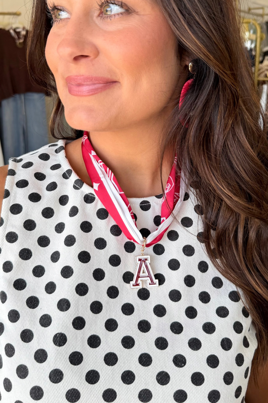 Crimson Charm Scarf Necklace