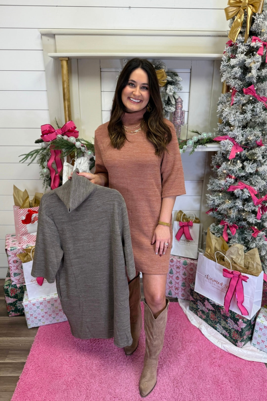 Cozy Latte Knit Dress