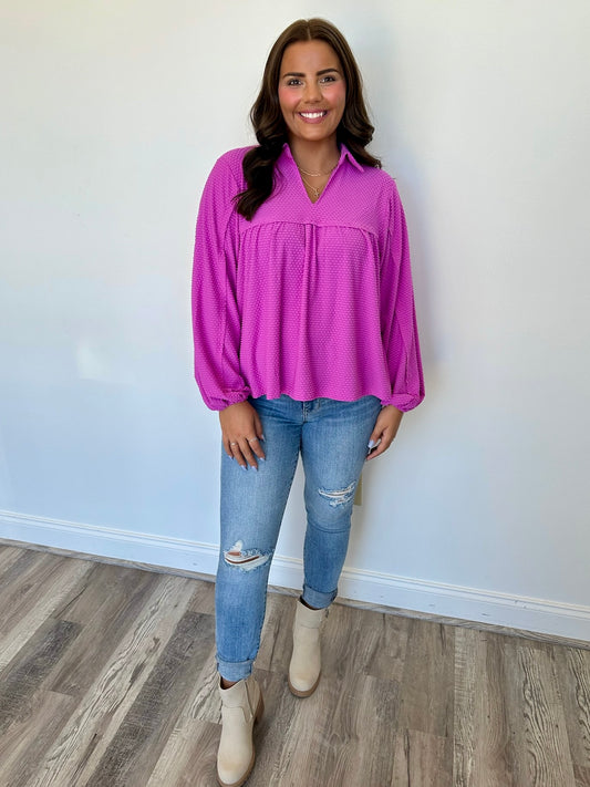 Dotted Sass Top **Final Sale**