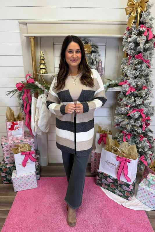 Cappuccino Lines Cardigan Sweater**Final Sale**