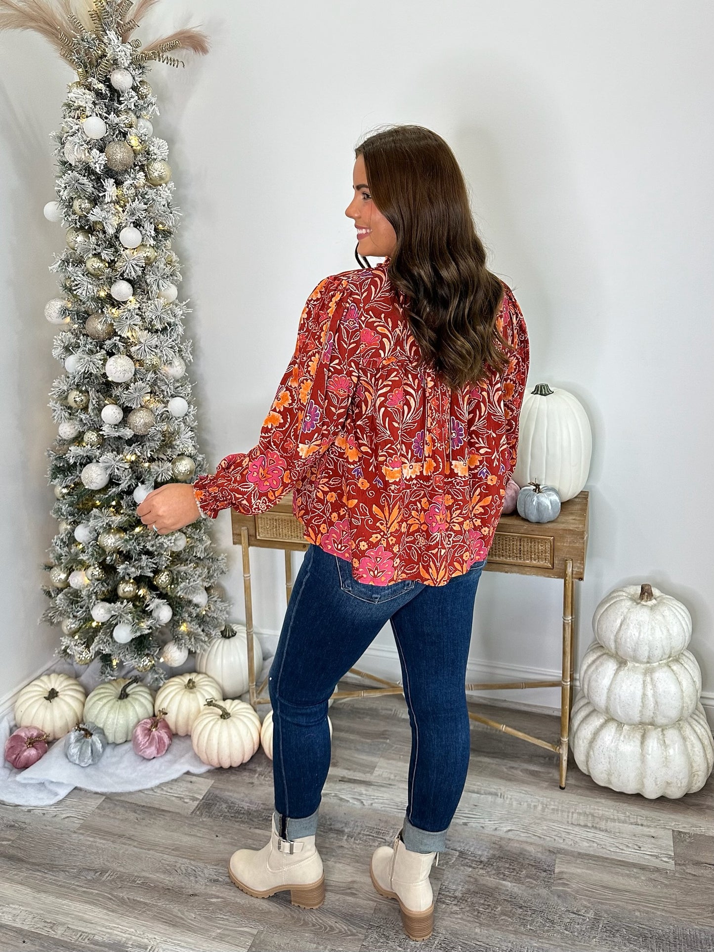 Fall Floral Ruffled Top **Final Sale**