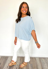 TEXTURED ELASTIC CUFF BLOUSE TOP  **Final Sale**