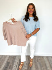 TEXTURED ELASTIC CUFF BLOUSE TOP  **Final Sale**