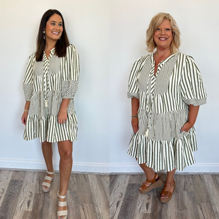 Serena Striped Tiered Dress