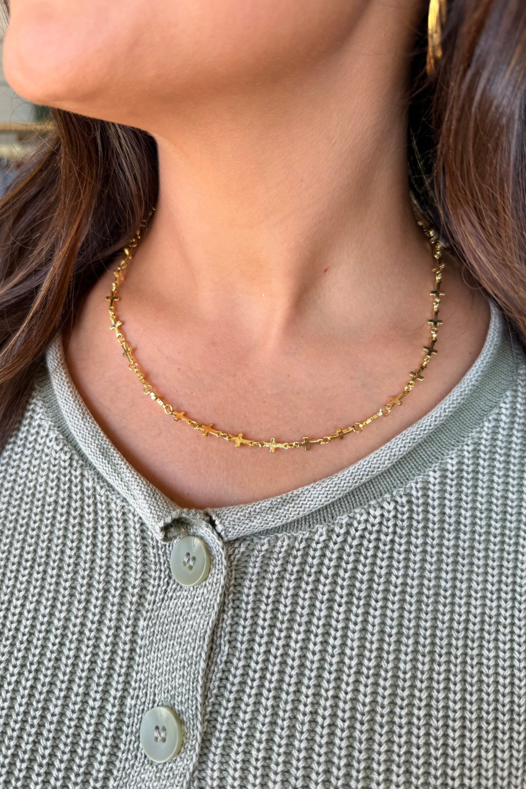 Gold Cross Chain Necklace