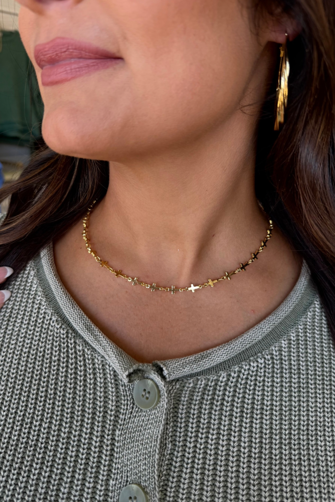 Gold Cross Chain Necklace