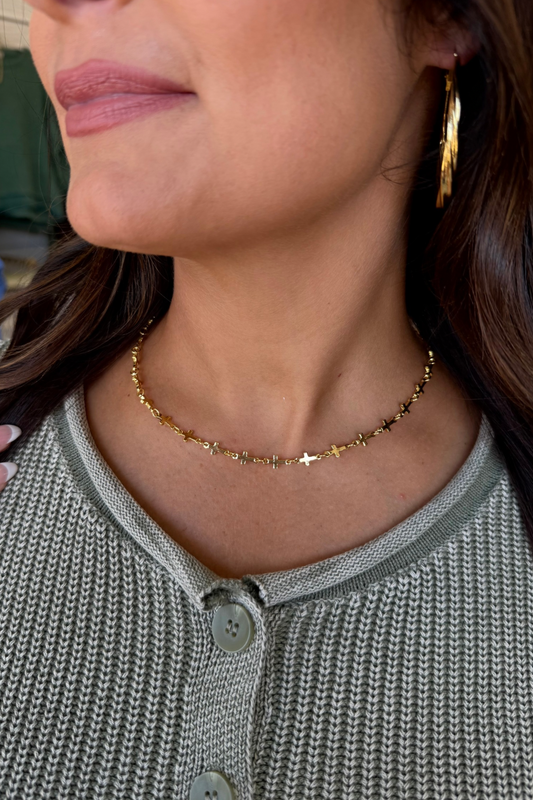 Gold Cross Chain Necklace