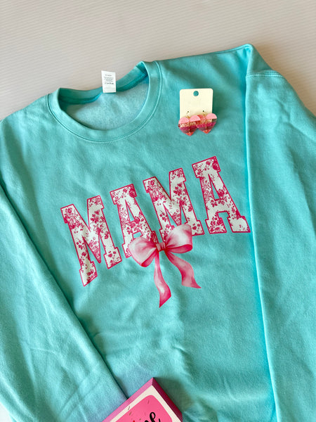 Mama Floral Bow Sweatshirt