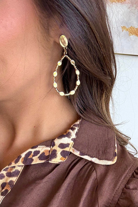 Oval Stationed Teardrop Earrings