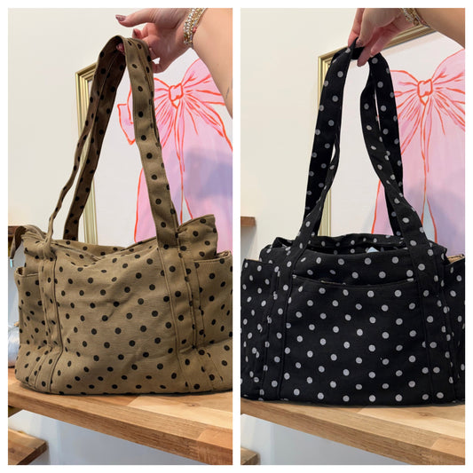 Polka Dot Multi-Pocket Shoulder Bag