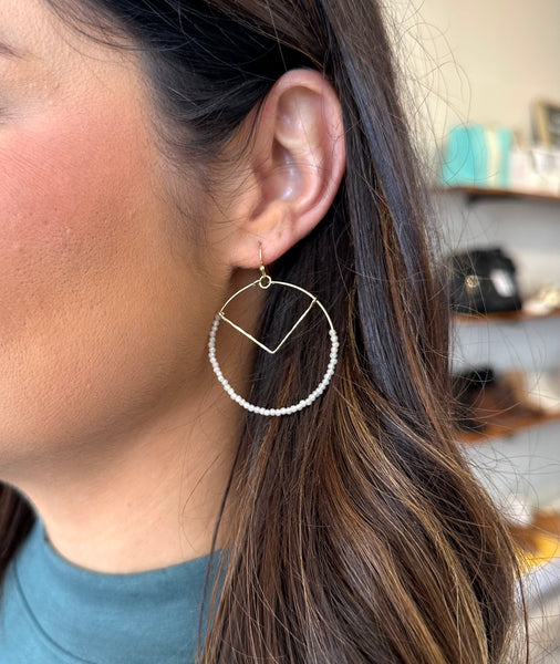 Dainty Beaded Hoop Drop Earrings