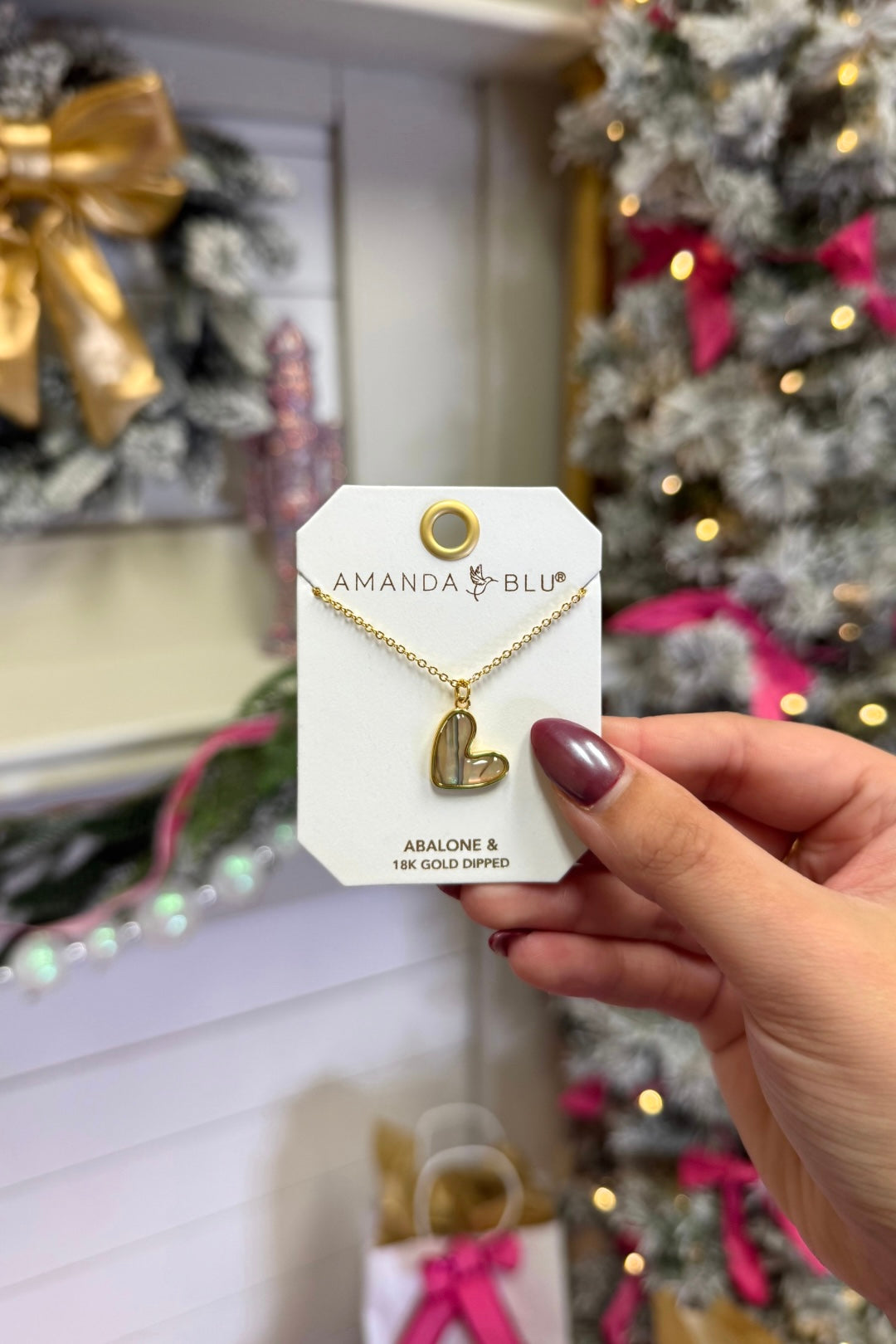 Gold Abalone Tan Heart Necklace