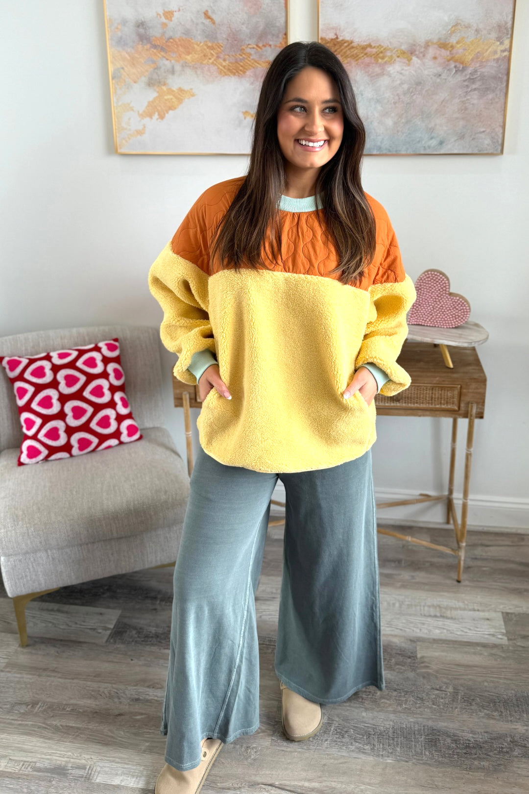 Quilted Teddy Fleece Pullover  **Final Sale**