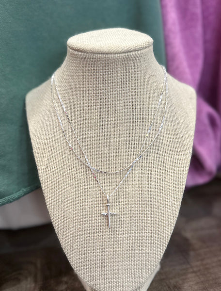 Dainty Layered Cross Pendant Necklace