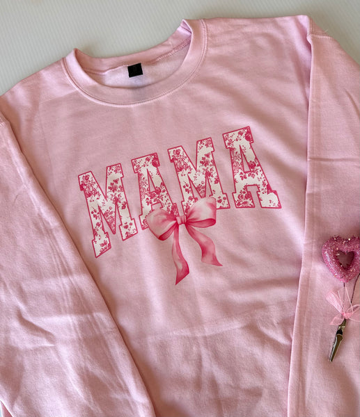 Mama Floral Bow Sweatshirt