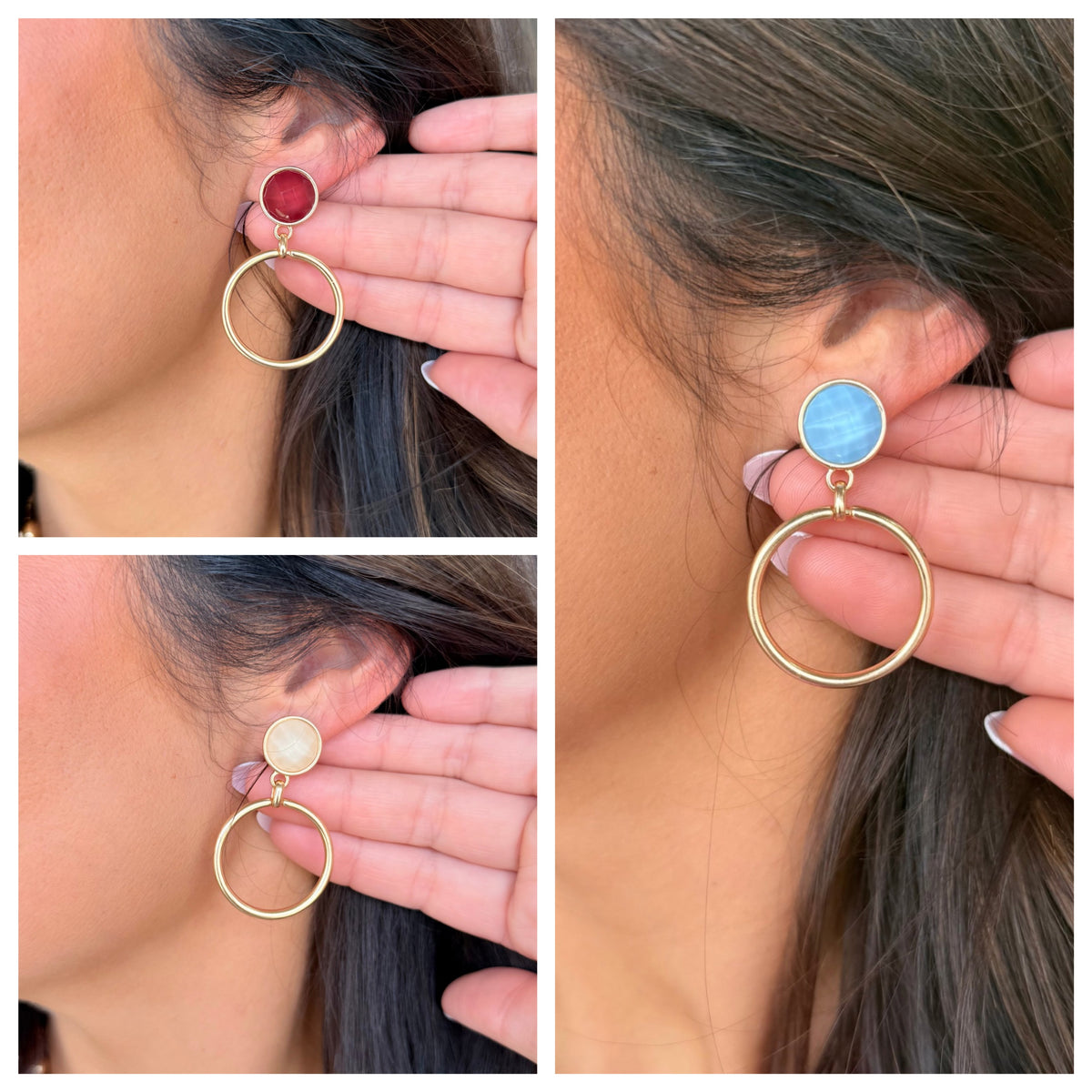 Faceted Gem & Hoop Earrings