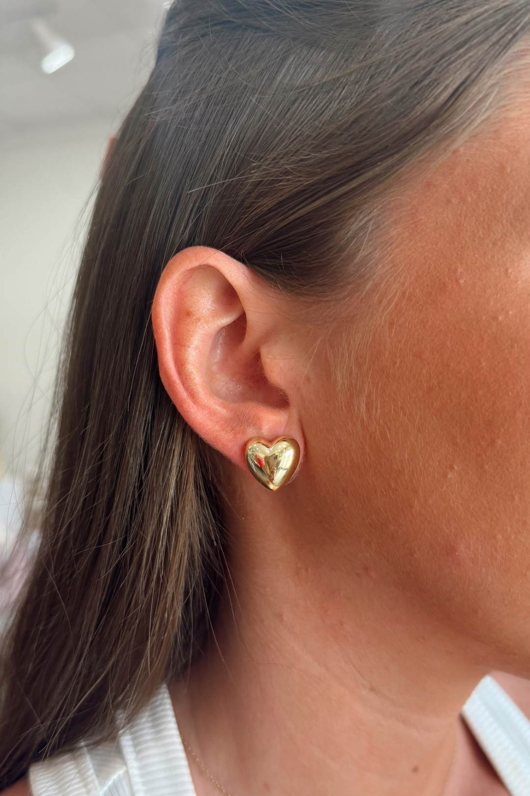 Gold Ella Polished Heart Studs