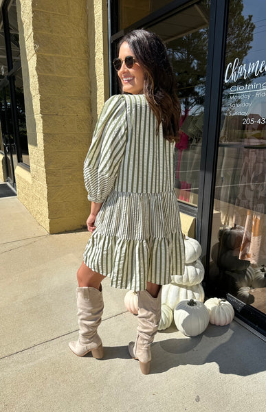 Serena Striped Tiered Dress