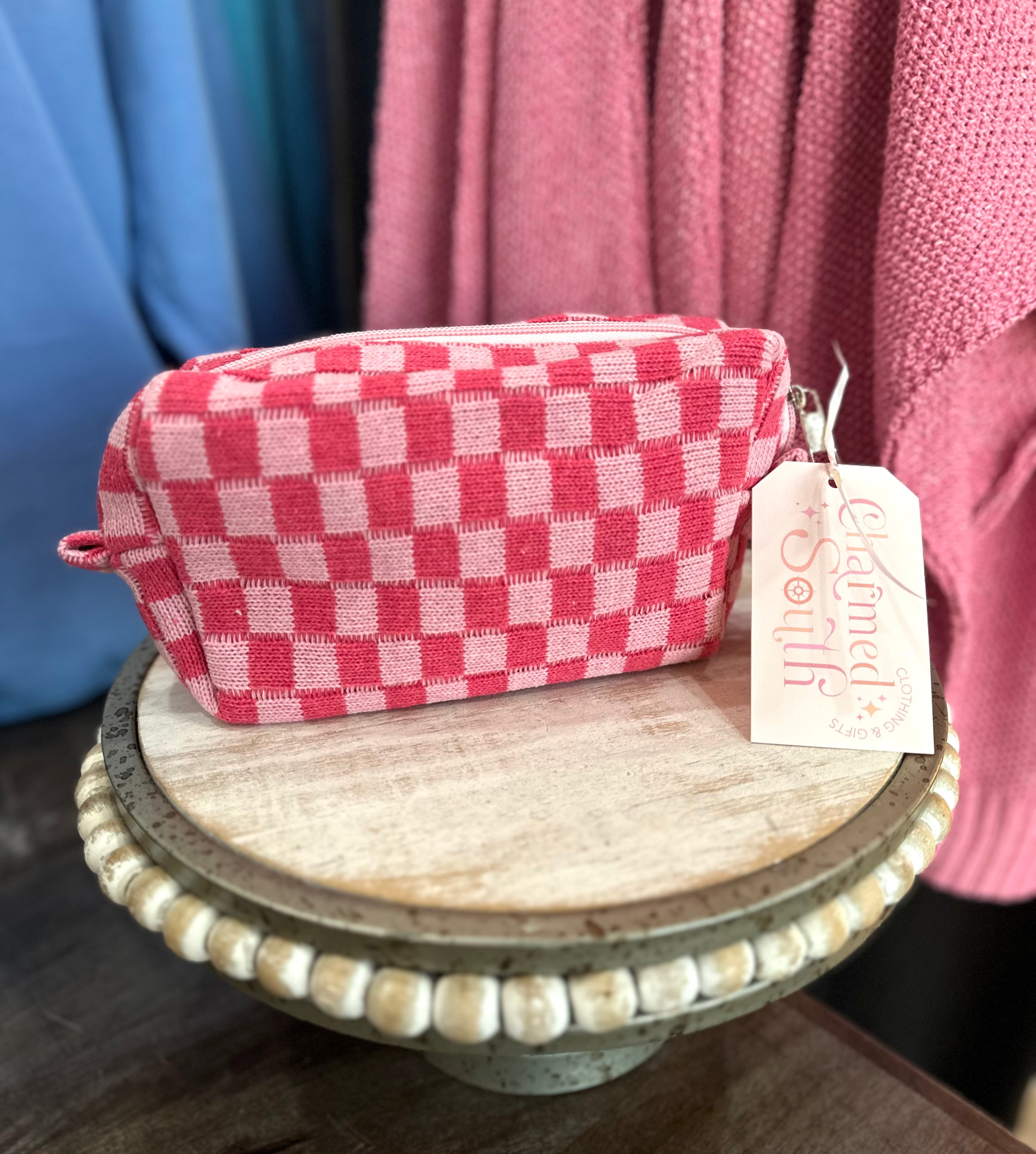 Checkered Cosmetic Bag