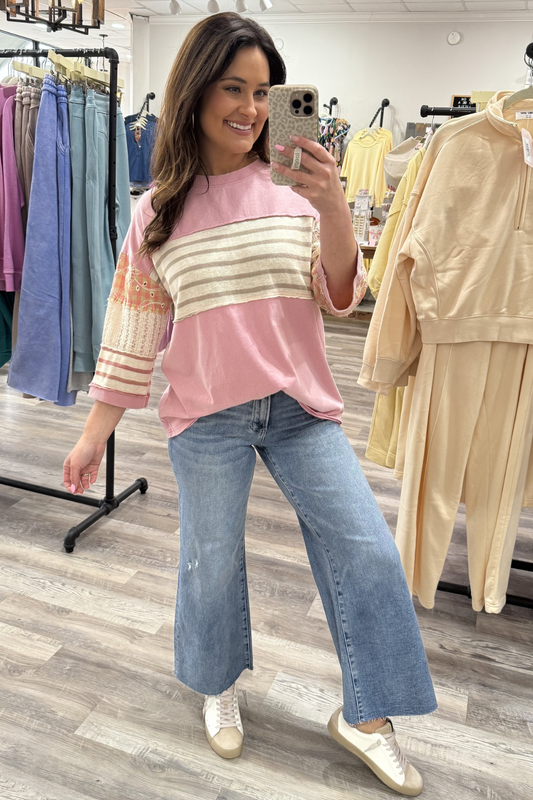 Pretty In Pink Patchwork Top