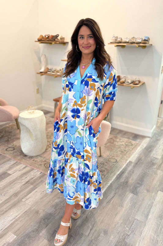 Blue Meadow Midi Dress