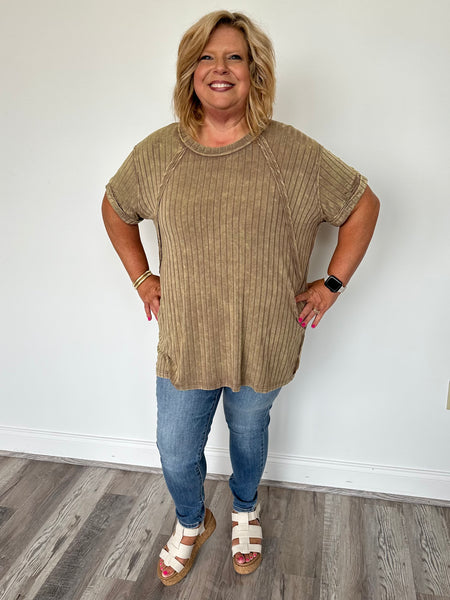 Soft Ribbed Raglan Top  **Final Sale **