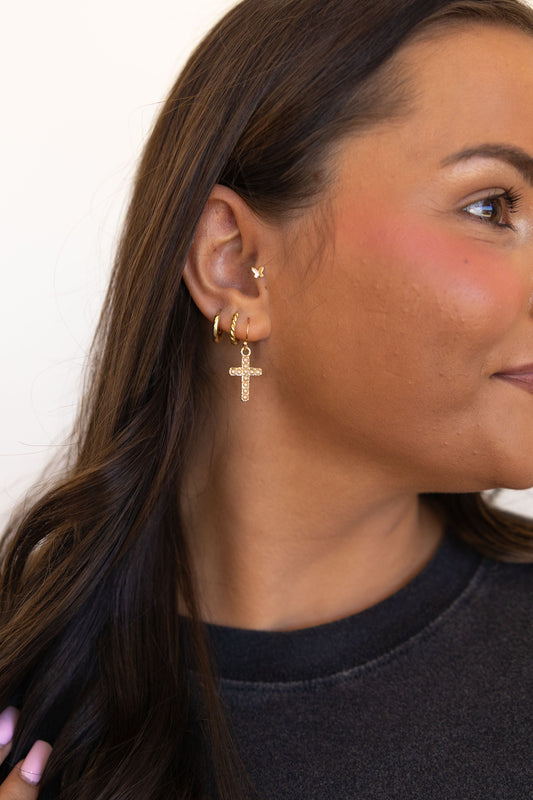 Pearl Radiance Cross Earrings