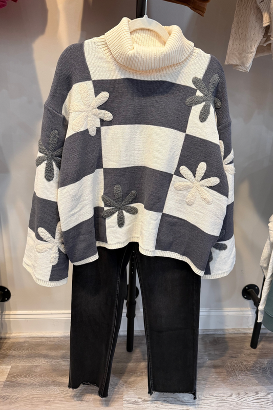 The Petal Check Sweater