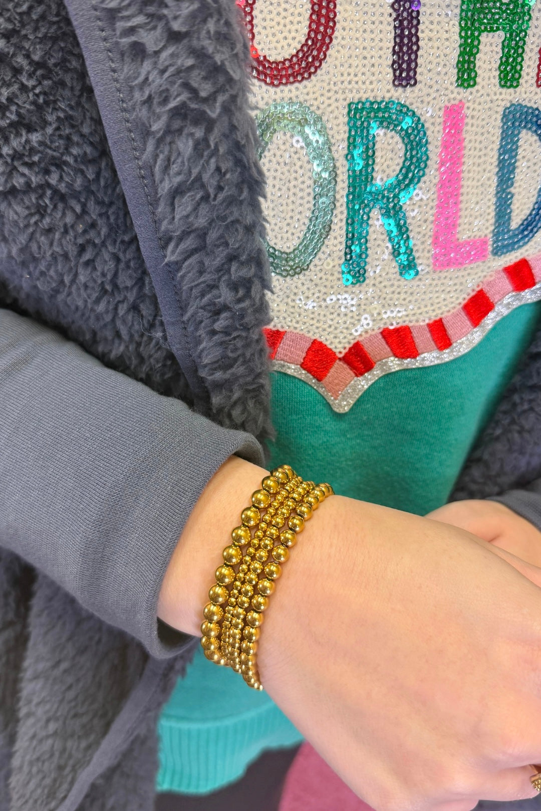 Waterproof Bracelet Stack - Golden Bead