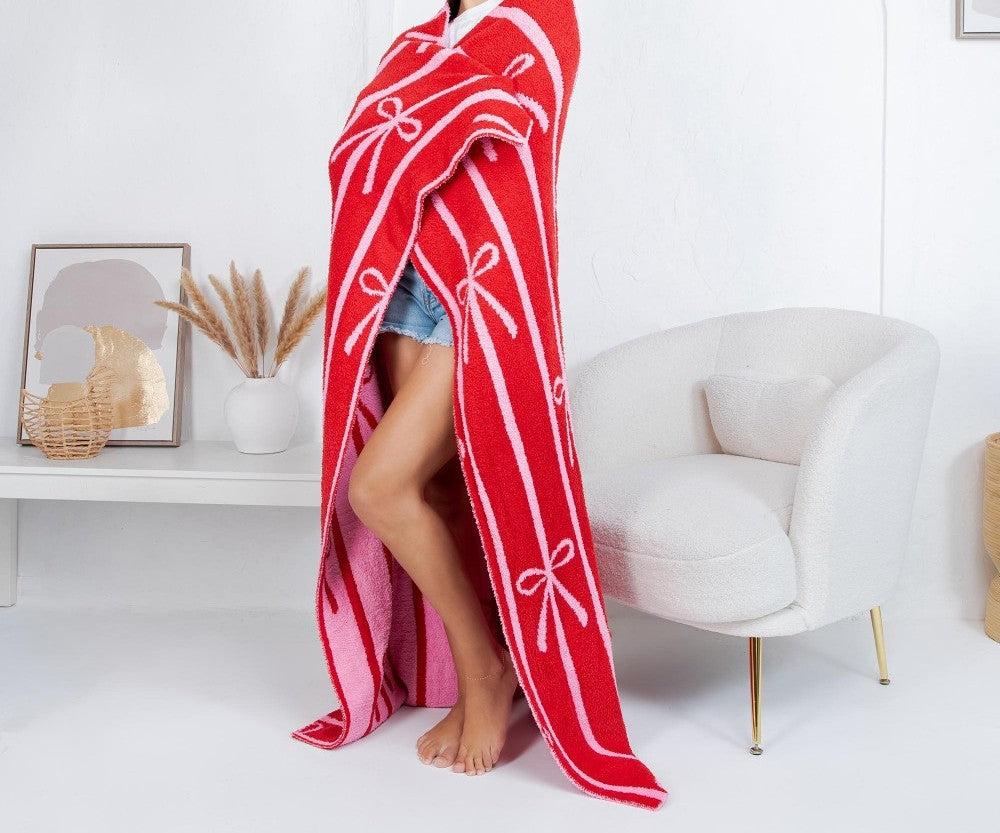 Solmere Striped Bow Blanket