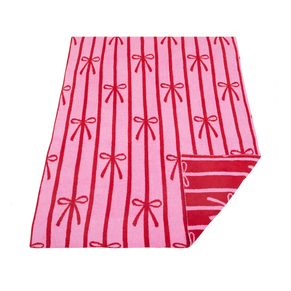 Solmere Striped Bow Blanket