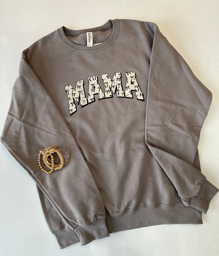 Mama Varsity Bow Sweatshirt