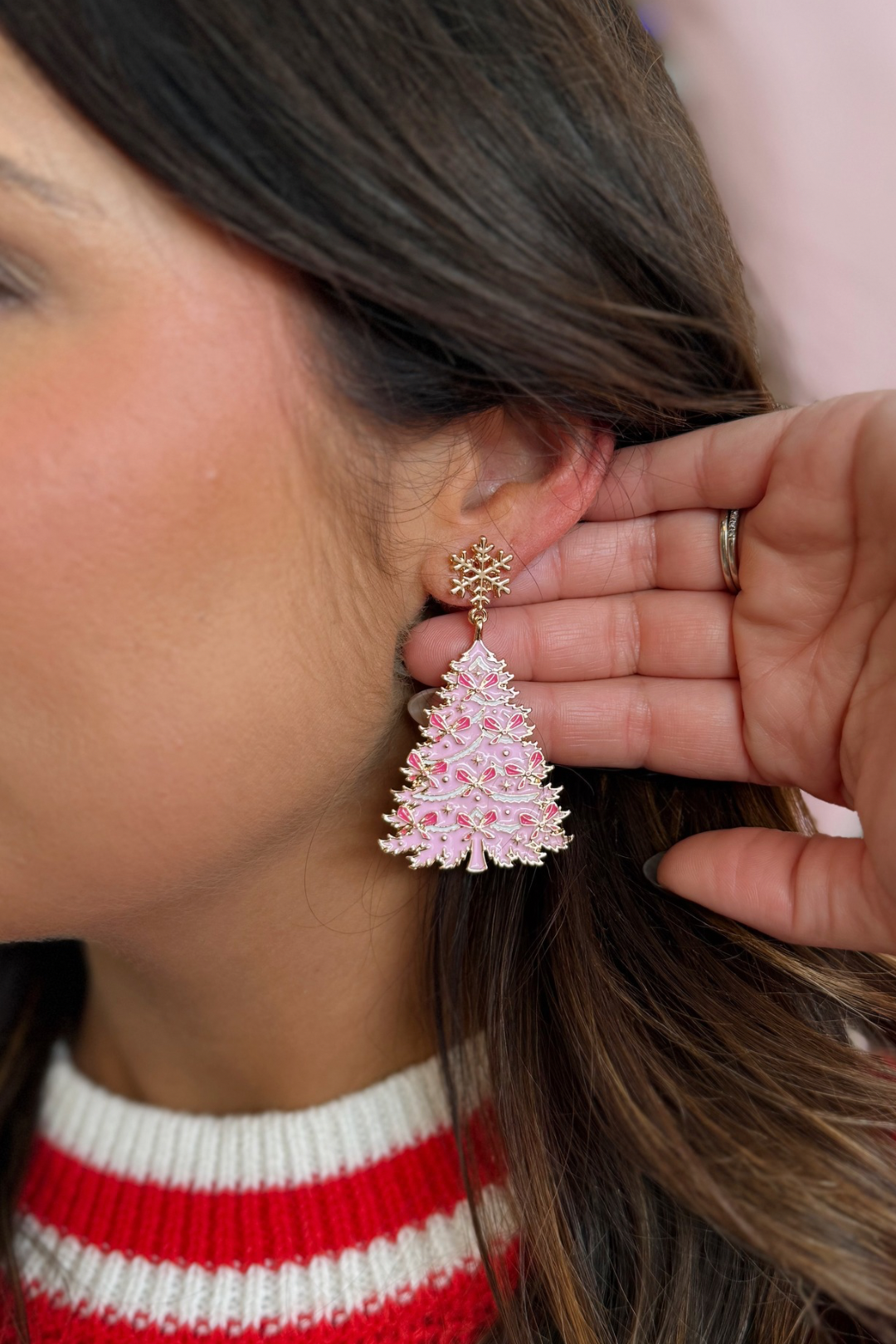 Pretty In Pink Tree Earrings
